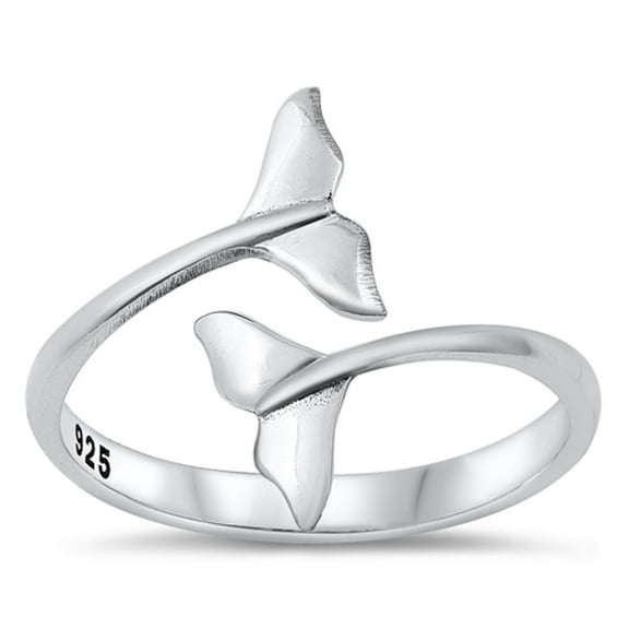 Adjustable Whale Tail Wholesale Ring .925 Sterling Silver Band Jewelry Female Male Unisex Size 6