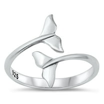 Adjustable Whale Tail Wholesale Ring .925 Sterling Silver Band Jewelry Female Male Unisex Size 6