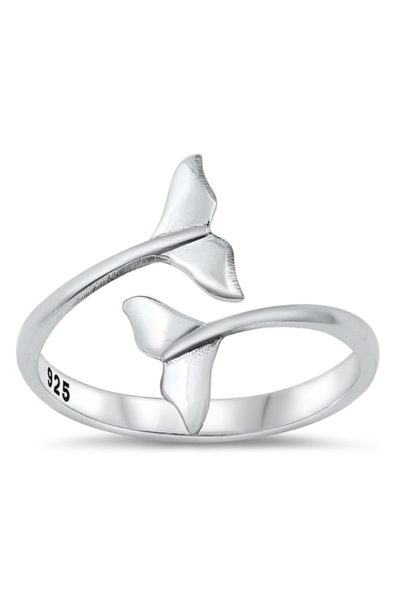 Adjustable Whale Tail Wholesale Ring .925 Sterling Silver Band Jewelry Female Male Unisex Size 6