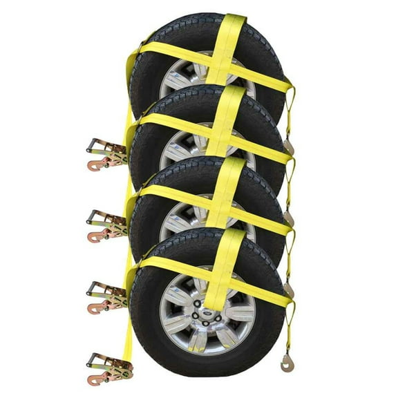 Adjustable Wheel Net with 4 Top Strap, Twisted Snap Hook and Ratche