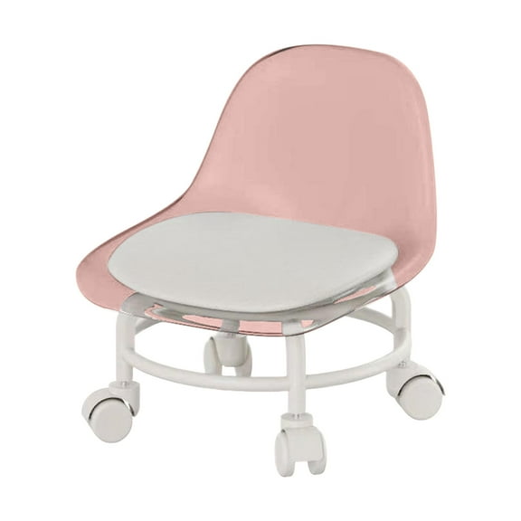 Adjustable Wheel Stool with Storage Bag - 12.6x7.87in Lightweight Foldable Step Stool for Camping/Living Room, 220lbs Capacity (Pink)