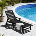 thumbnail image 1 of FUNDAZE Adjustable Wheeled HDPE Plastic Outdoor Patio Lounge Chair W/ Cup Holder,78.3"x25.1"x16.3", Black, 1 of 9