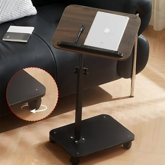 Adjustable Wheeled Mobile Side Table: 18.9"-31.5"H, 15.75"x 11.81" Thickened Top, 15 KG Capacity, Great for Bedside/Sofa/Small Spaces & Reading/Working/Storage