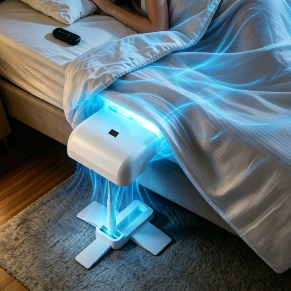 Adjustable Whisper Quiet Under Bed Circulation Air Fan 5 Speed Rechargeable Battery Remote Control for Night Sleeping Cooling Fan for Hot Sleepers & Night Sweats