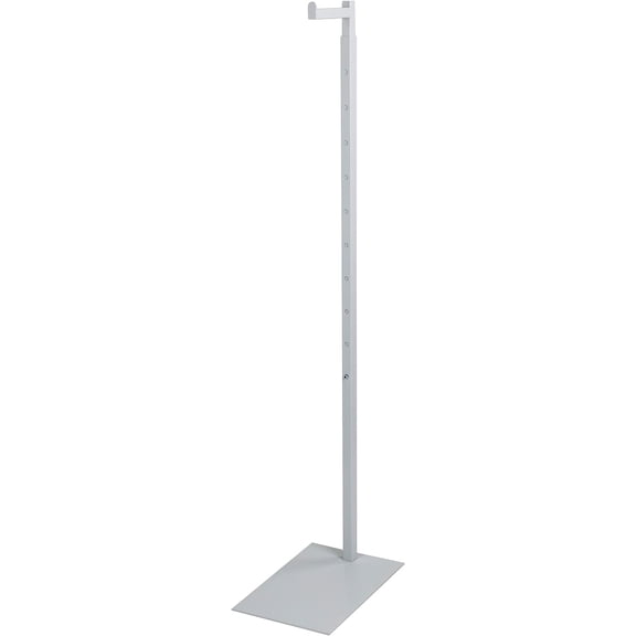 Adjustable White Costumer Stand  Single Arm Clothes Rack - Retail Clothing and Garment Display Stand  Ideal For Showcasing Hanging Items In Thrift Shops, Boutiques and Retail Stores
