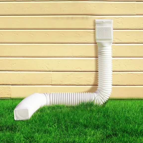 Adjustable White Downspout Extension Kit, 2-Pack Flexible Gutter Extender for Yard Drainage and Easy DIY Installation