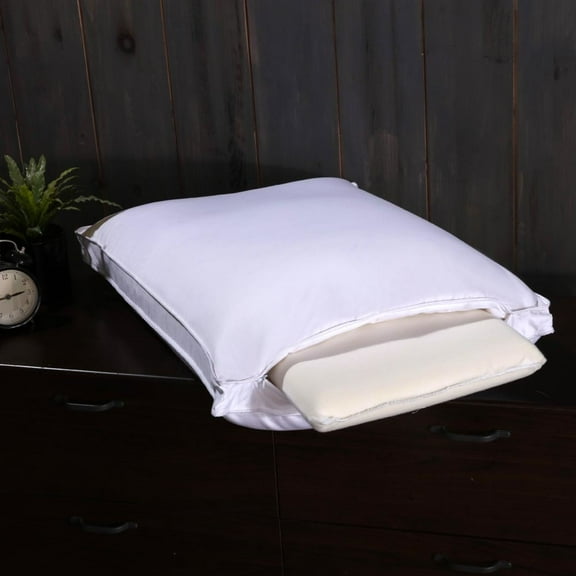 Adjustable White Duck Down Pillow 280 Thread Count Cotton Shell Medium-Firm Neck Support (Single)