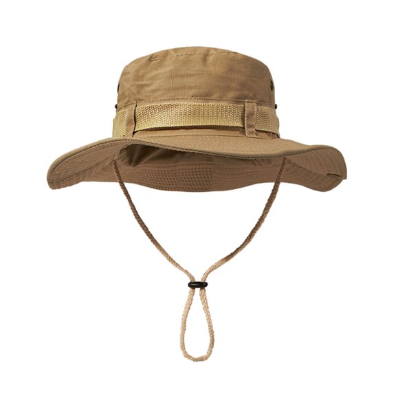 Adjustable Wide Brimmed Fisherman Hat Foldable Design Windproof Chin Cord For Beach Hiking Gardening Unisex