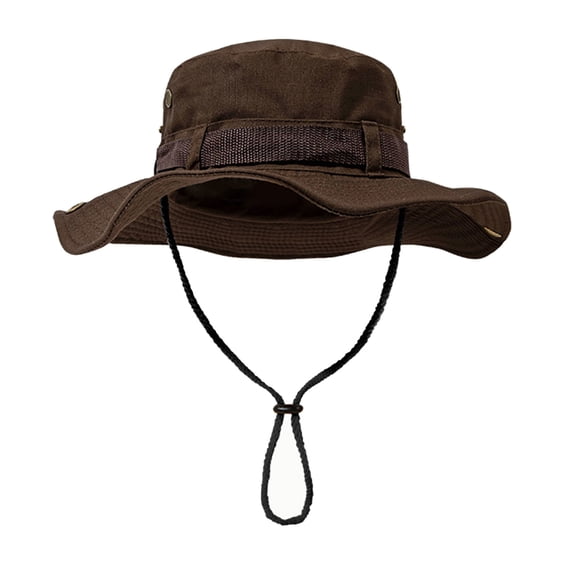 Adjustable Wide Brimmed Fisherman Hat Foldable Design Windproof Chin Cord For Beach Hiking Gardening Unisex