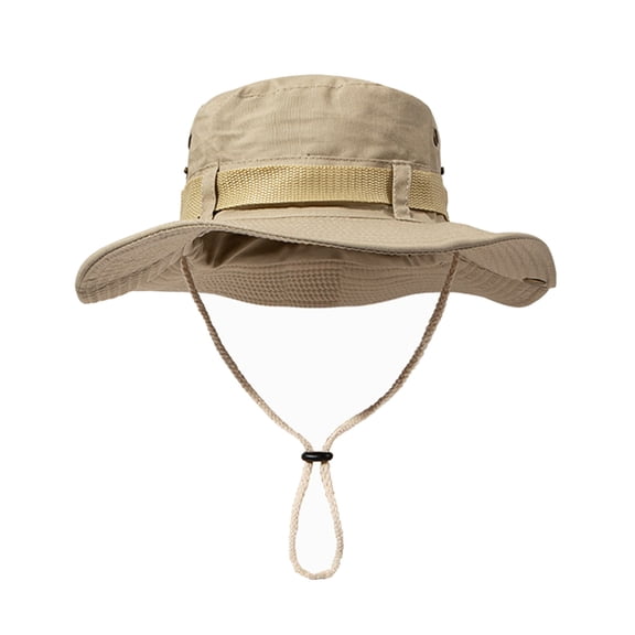 Adjustable Wide Brimmed Fisherman Hat Foldable Design Windproof Chin Cord For Beach Hiking Gardening Unisex