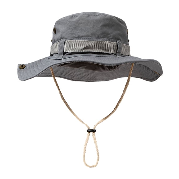 Adjustable Wide Brimmed Fisherman Hat Foldable Design Windproof Chin Cord For Beach Hiking Gardening Unisex