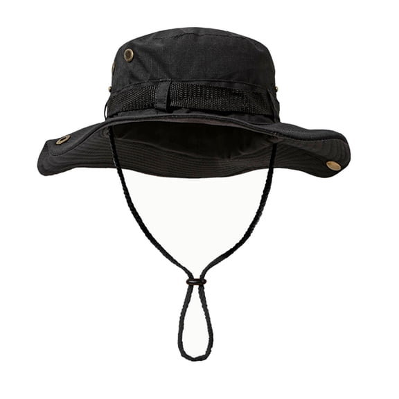 Adjustable Wide Brimmed Fisherman Hat Foldable Design Windproof Chin Cord For Beach Hiking Gardening Unisex