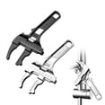 thumbnail image 1 of Adjustable Wide Jaw Plumbing Wrench – Short Handle Bathroom Sink Wrench for Water Pipe Installation Faucet Repairs, Compact Tool for Confined Spaces 1Pcs Black, 1 of 6
