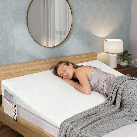 Adjustable Wide Size Bed Wedge Pillow, 5in Queen Size Wedge Mattress Topper Lifter, Inclined Mattress Elevator for Acid Reflux, Neck Back Pain, Anti-snoring