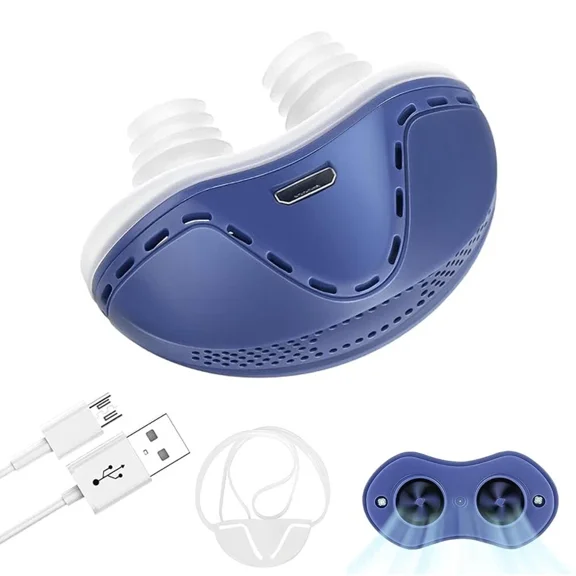 Adjustable Wind Speed Double Vortex Anti Snoring Device Stop Snore Relax Sleep - 1PC Blue