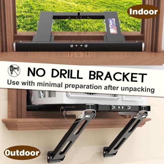 Adjustable Window AC Bracket, Quick Installation in 3 minutes Without Drilling, Upgraded Extra Large Adjustment Range, Air Conditioner Support Bracket No Drill w/ Max Load Capacity of 220 lbs
