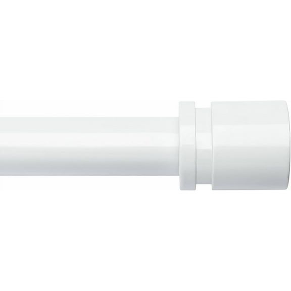 Adjustable Window Curtain Rod 16-200 Inches, 1 Inch Diameter, White with Aluminum End Caps, Sturdy & Easy Install