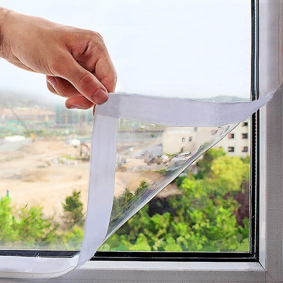 Adjustable Window Insulation Kit 74" x 79" Transparent Reusable Plastic Wrap