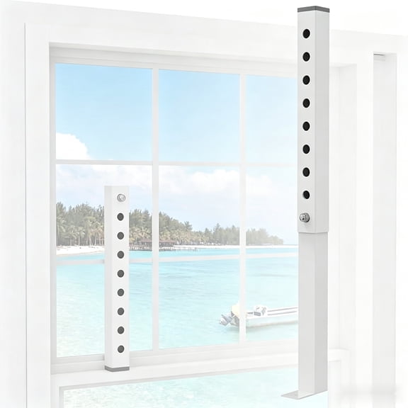 Adjustable Window Lock Steel Window Stopper for Home Use, Window Latch for Small Vertical Sliding Windows / Dog Door, Extends 9.8-16.7 Inches