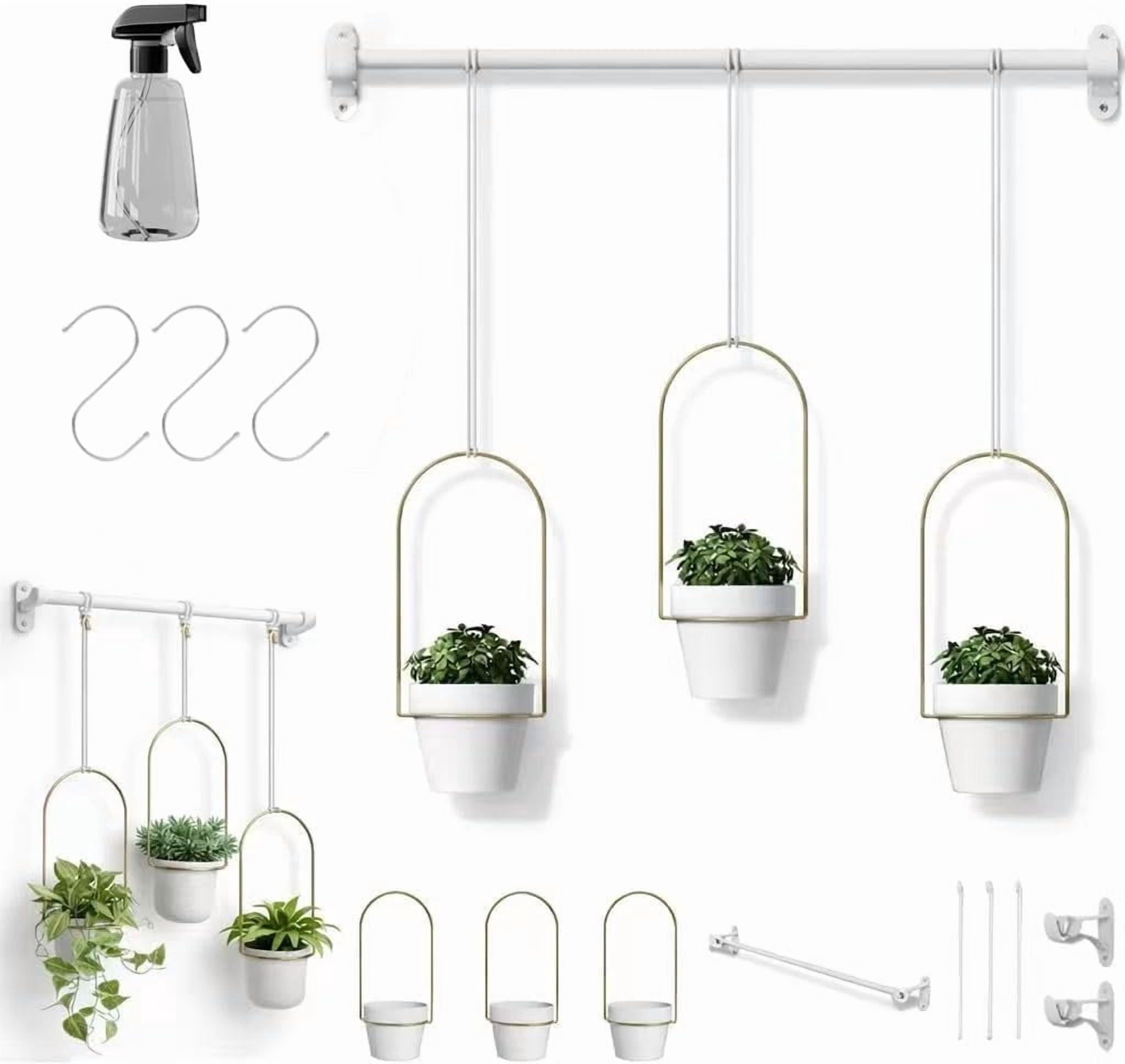 Adjustable Window Planter Hanger Set – Metal Rod with Adjustable Brackets, Indoor Outdoor Use for Flowers, Herbs, Succulents, Balcony Railing