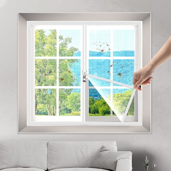 Adjustable Window Screen, 39" x 47" Stainless Steel Fine Mesh Protector, Removable with Zipper, 1-Piece