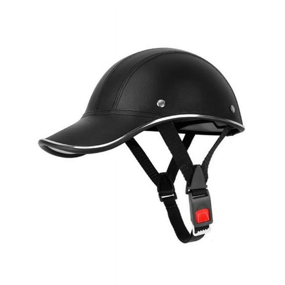 Adjustable Windproof Leather Sunshade Baseball Cap Anti-UV Safety Bike Helmet, Black - Unisex