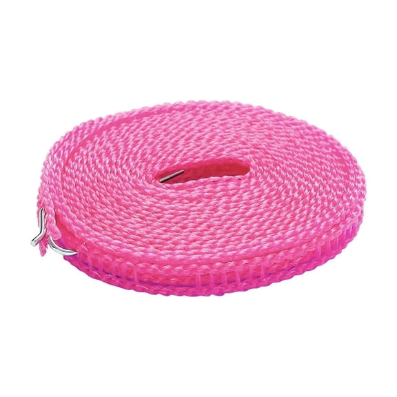 Adjustable Windproof Travel Clothesline, 16.4 Ft Portable Drying Rope with Integrated Hooks, Tension Adjustable Laundry Hanging Cord, Compact Line for Camping, Hotel, RV & Indoor Laundry Space Use