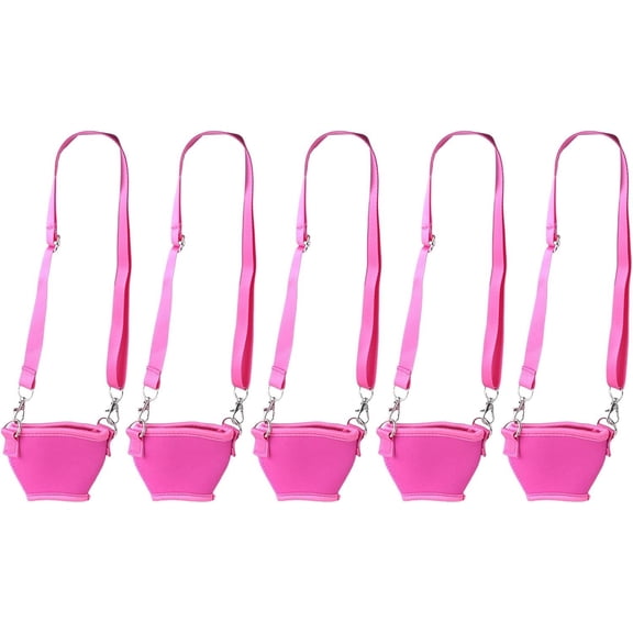 Adjustable Wine Glass Neck Holder with Strap, Portable Drink Holder for Outdoor Use, 5-Pack(rose Red, B)