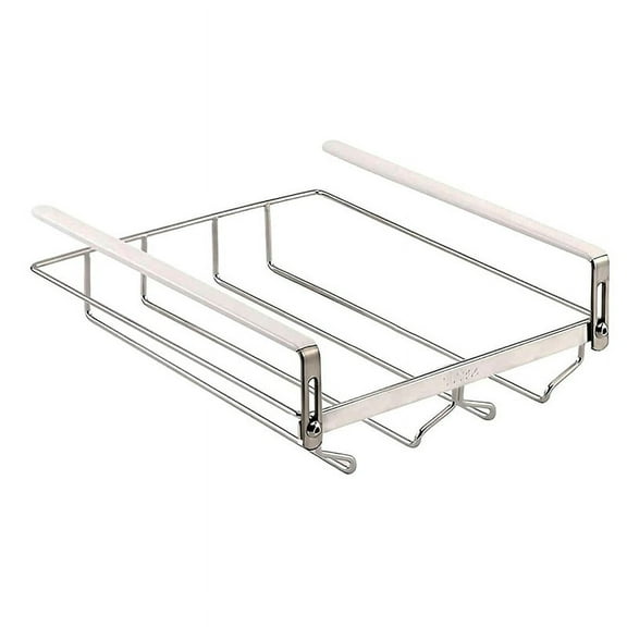 Adjustable Wine Glass Organizer, Hanging Metal Rack, Holder Under Cabinet No Drilling for Bar 23cm