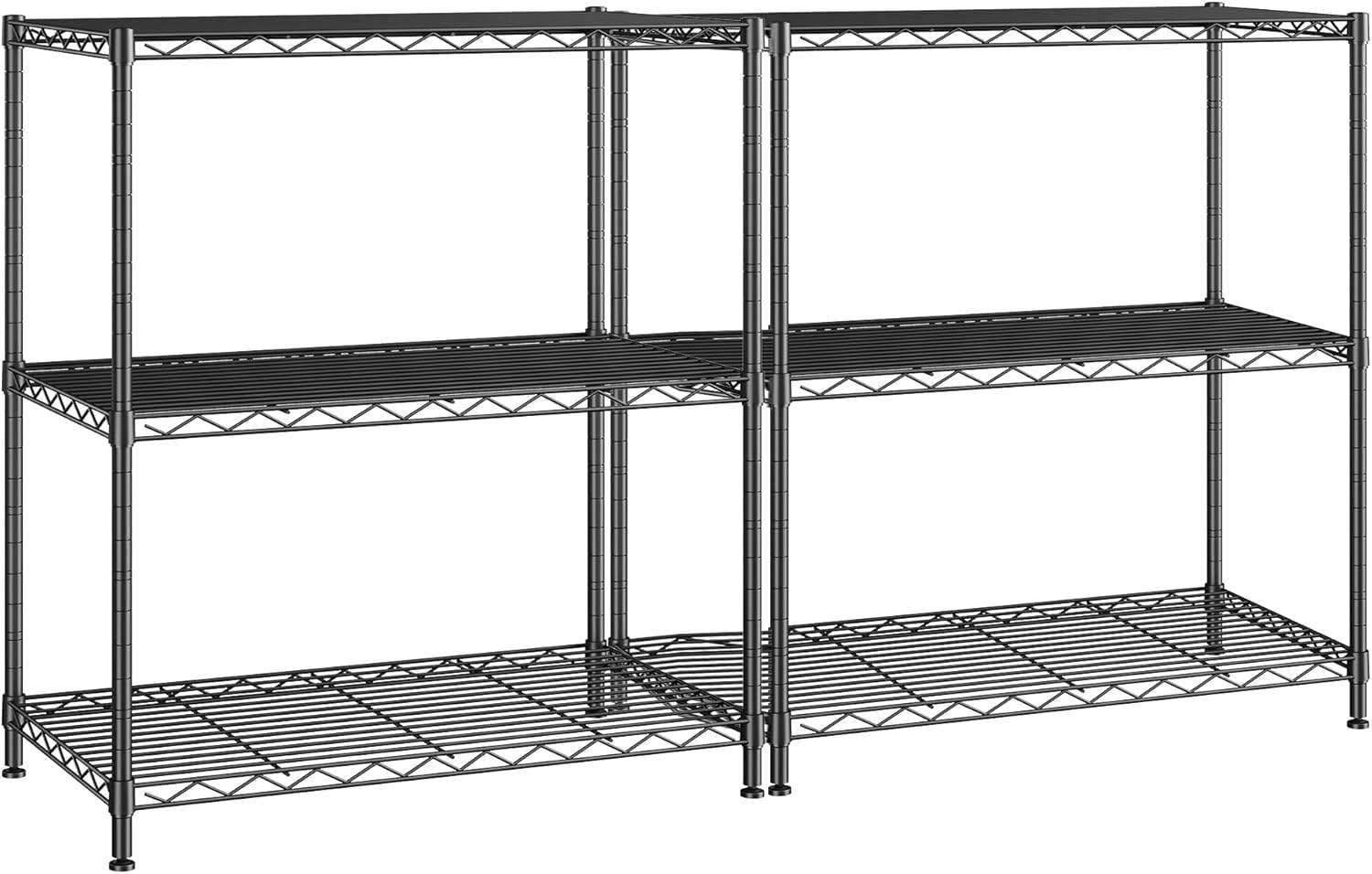 Adjustable Wire Shelving Unit, 24" W x 30" H x 14" D, 3-Tier Heavy-Duty