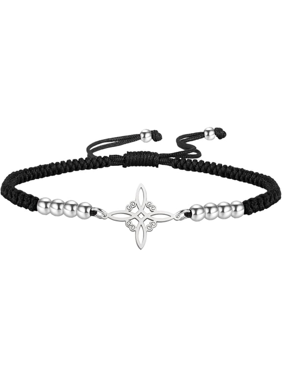 Adjustable Witch Knot Bracelet Irish Trinity Celtic Knot Bracelet Handmade Braided Rope Lucky Red String Bracelet Beaded Triquetra Wiccan Amulet Jewelry Irish Gift