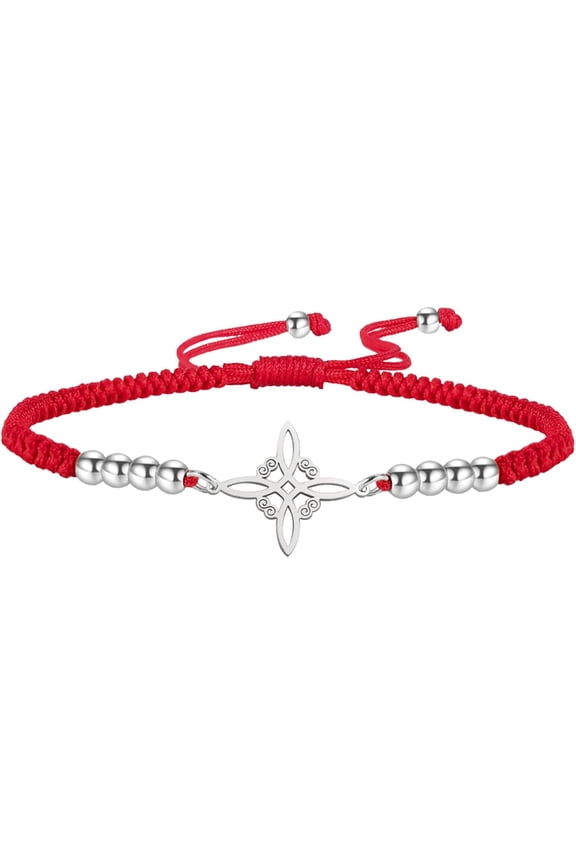 Adjustable Witch Knot Bracelet Irish Trinity Celtic Knot Bracelet Handmade Braided Rope Lucky Red String Bracelet Beaded Triquetra Wiccan Amulet Jewelry Irish Gift