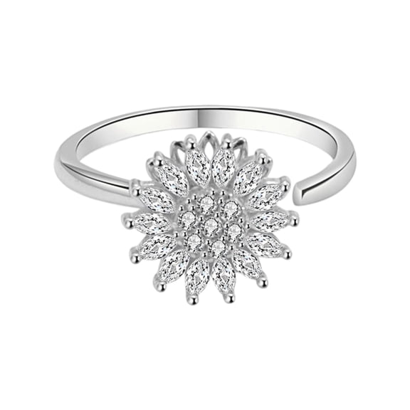 Adjustable Womens Spinner Jewelry 925 Silver Gold Design Stress Relief Zirconia