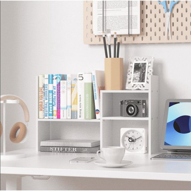 Adjustable Wood Desktop Shelf Organizer Office Storage Rack for Home 13