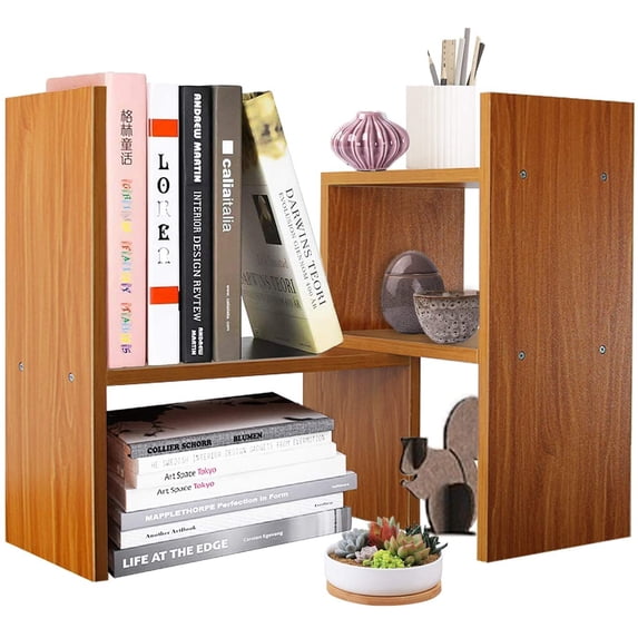 Adjustable Wood Display Shelf - True Natural Desktop Organizer and Office Storage Rack
