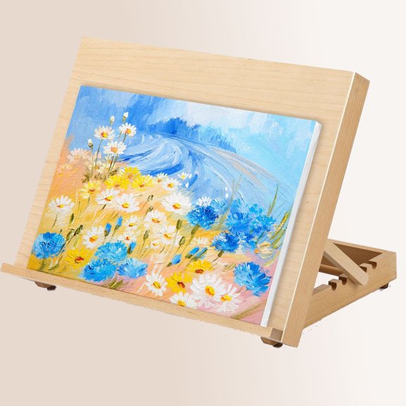 Adjustable Wood Tabletop Easels for Painting and Drawing Supplies - Portable Drafting Table & Art Stand, 5-Position Desk Easel with Smooth Art Board for Studio Sketching (16.5" x 12.5")
