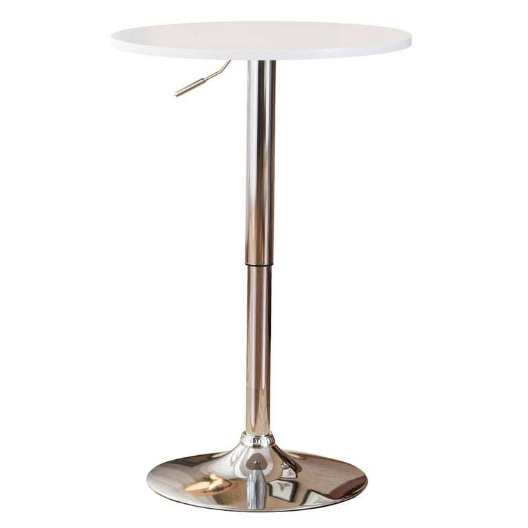Adjustable Wood and Metal Bar Table in White