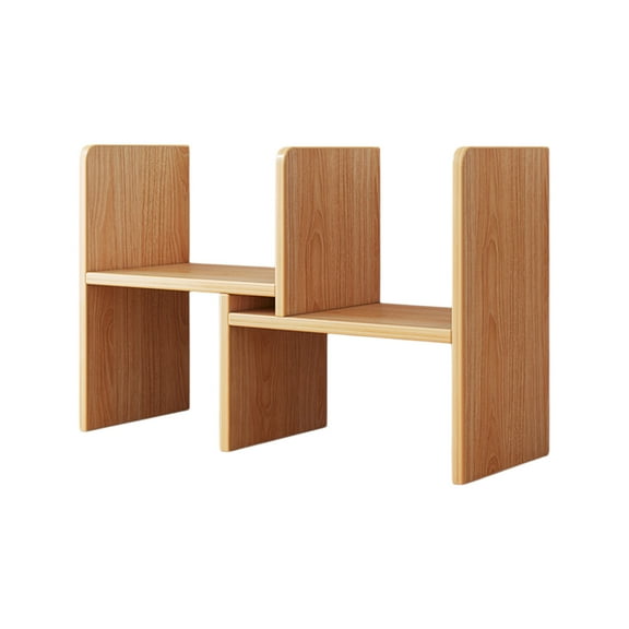 Adjustable Wooden Bookshelf Expandable Desktop Organizer Multi Layer Storage Rack for Books Office Supplies Decorative Items Space Saving Solution for Home Office Dormitory