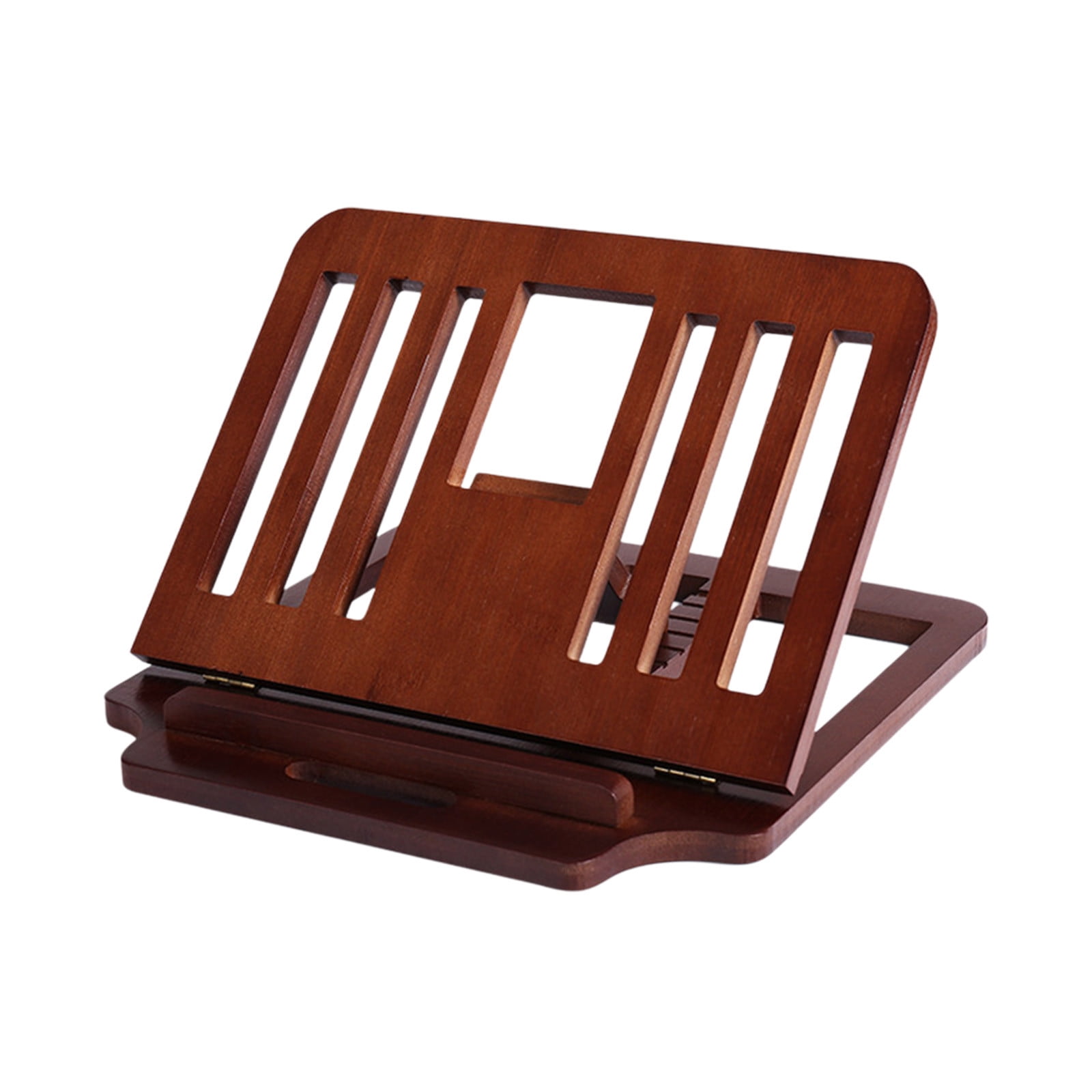 Adjustable Wooden Laptop Stand Portable Tabletop Books Stand for Protecting Cervical Spine and Eyes, for School Office (Brown)