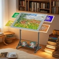 thumbnail image 1 of Adjustable Wooden Puzzle Table with 4 Drawers & Protective Cover – 35x27.17in, 1500 Piece Storage, 360 Tilting, Durable Pine & Steel Frame for Family Fun & Workspaces, 1 of 12