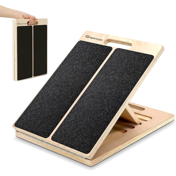 Adjustable Wooden Slant Board for Stretching with 6 Incline Levels, Non-Slip Exercise Wedge for Home Gym