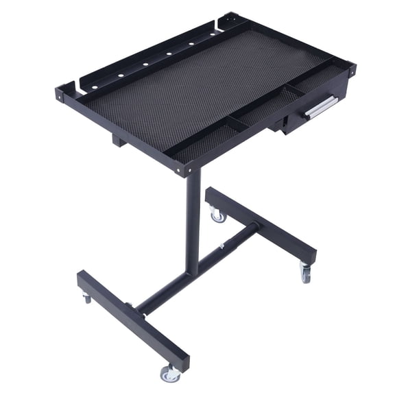 Adjustable Work Table with Drawer - Garage, Repair, DIY - Portable Steel Workbench with Casters - 220 lb Capacity