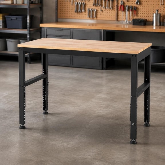 Adjustable Workbench, 2000 Lbs Capacity, 48 X 20 In, 28.5-38.3 In Height, Equipped With Power Outlets