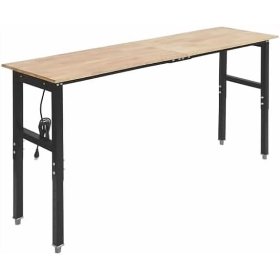 Adjustable Workbench | 72" L X 20" W Garage Worktable | Heavy Duty Work Bench with 4 AC Outlet and 2 USB Ports Power Outlets | 31.5-39.3in Adjustable Height | 2000 LBS Load Capacity | 2M Cable