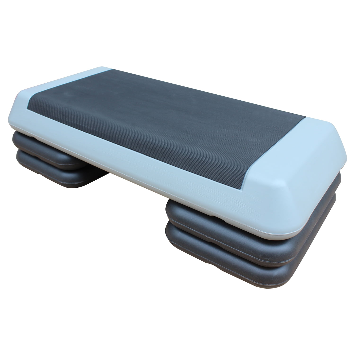 Adjustable Workout Aerobic Stepper in Fitness \u0026 Exercise Step Platform Trainer Gray black with 4 risers