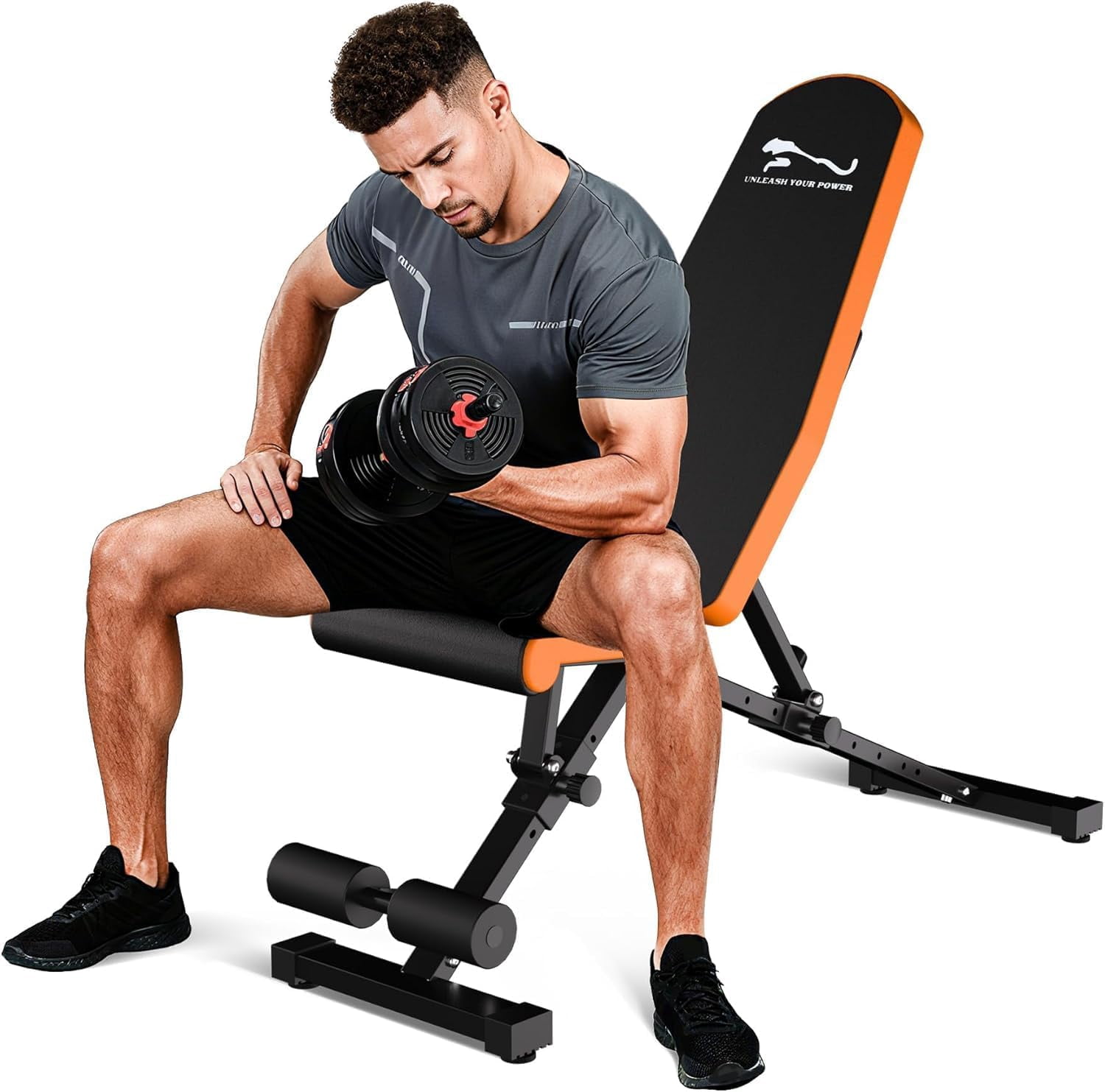 Adjustable Workout Bench, Adjustable Weight Benches for Home Gym with Multiple Angles, Foldable Weight Bench with Heavy Duty Steel Frame, High Density Padding for Full Body Strength Training