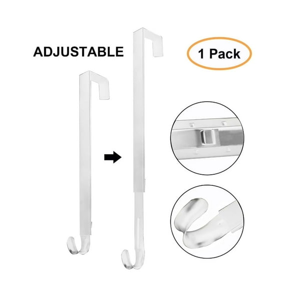 Adjustable Wreath Hanger for Front Door, Adjustable 15 to 25 Inches Wreath Hanger, Sturdy Metal Wreath Hanger, Larger Christmas Decorations Hook