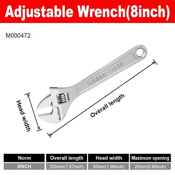 Adjustable Wrench Large Openin Long Handle Universal Spanner Clamp Wrench CR-V Steel Mechanical Workshop Hand Repair Tools