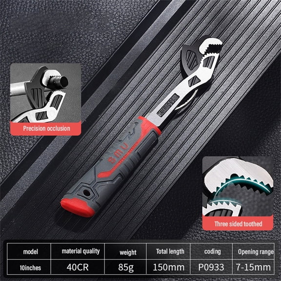 Adjustable Wrench Pliers, Self-Locking Tool, Alloy Steel with Automatic Spring, Multi-Size for Nuts, Heavy Duty Construction, Comfortable Grip, Ideal for Repair and Home Maintenance Tasks