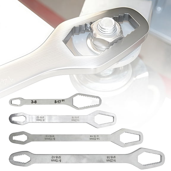 Adjustable Wrench Self Tightening Double-Ended Torx Wrench 8-22mm, Universal Multi-Size Spanner Tool for Auto Repair Home and Garage